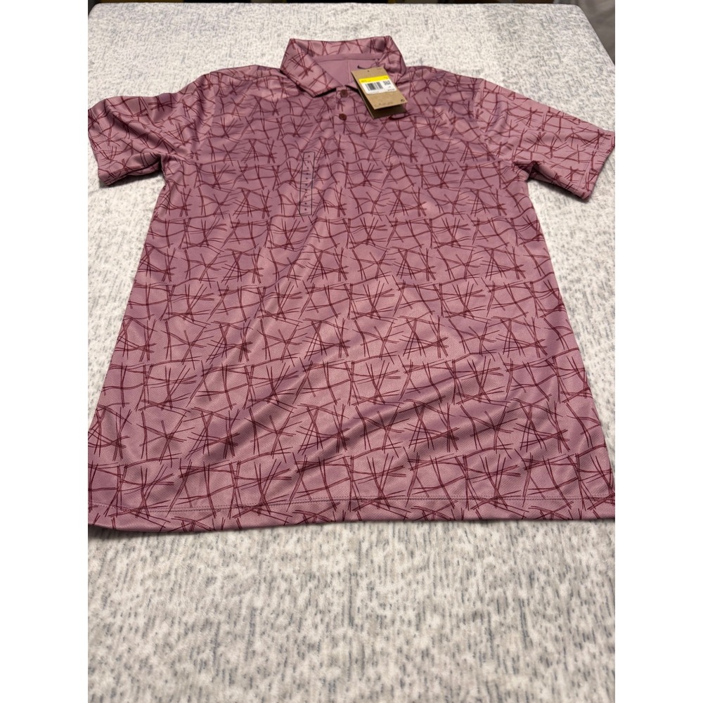 Nike‎ Mens Golf Polo Shirt Short Sleeve Textured Print Burgundy Size S